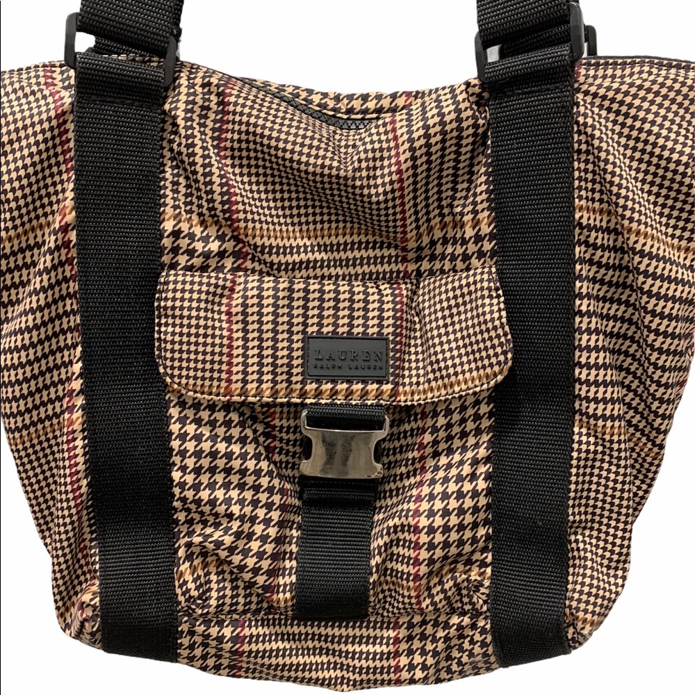 LAUREN RALPH LAUREN HERRINGBONE NYLON BAG